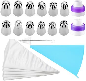 304 Rvs Russische Icing Piping Cake Converter Nozzles Pastry Tips Cake Siliconen Disposablebag Decorating Bakken 116stk