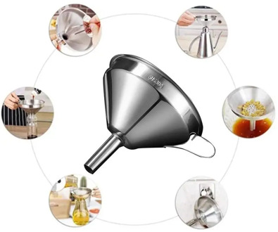 304 Stainless Steel Funnels Small Mouth Detachable Filter Wide Mouth Funnel Canning Kitchen Bar Wine Flask Tools