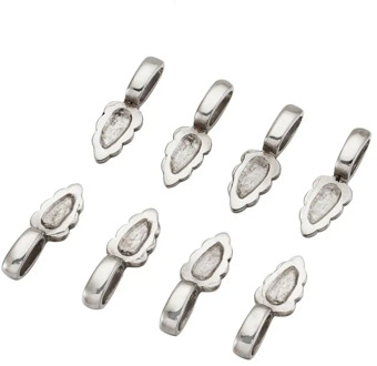 304 Stainless Steel Glue-on Flat Pad Pendant Bails for Pendant Makings DIY Jewelry Stainless Steel Color, 7x21mm, Hole: 7x3mm