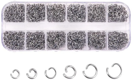 304 Stainless Steel Jump Rings Jewelry Accessories for Necklaces Bracelets Jewelry Making 4~6x0.7~0.8mm about 10g/2compartment