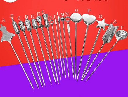 304 stainless steel metal creative Cocktail Pick fruit sign martini cocktail pin cocktail decoration olive Pin 5PCS/SET