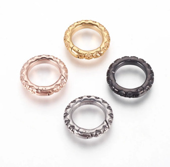304 Stainless Steel Spring Gate Rings Clasps O Rings Jewelry Findings for DIY Golden Antique Silver Black Rose Gold 18 21 23mm