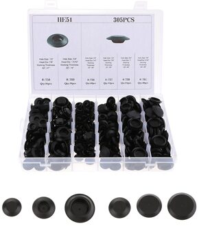 305 Pcs 6 Soorten Zwart Rubberen Pluggen Voor Inbouw Body & Plaatwerk Gaten Snap-In Blanking Plug kits