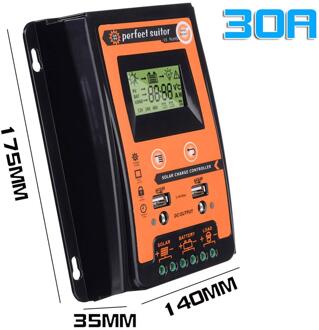 30A Mppt Solar Laadregelaar 12V 24V Dual Usb Solar Regulator Met Grote Lcd IP32 Pv Batterij Controller belasting Timer