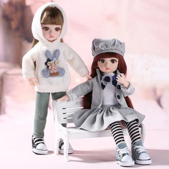 30cm BJD Doll Little Girl Cute Dress 15 Movable Jointed Dolls Princess Toys Fahion Dress Beauty BJD Hair DIY Toy Gift for Girls