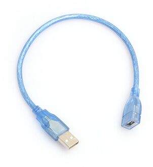 30Cm High Speed Usb 2.0 Verlengkabel Transparant Blauw Man-vrouw Usb Verlengkabel Koperen Kern Usb Korte kabel