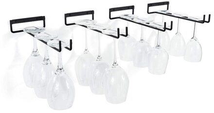 30Cm Zwart Wijn Glazen Houder Barman Glaswerk Opknoping Rack Onder Kast Glaswerk Organizer Glas Ijzer Rack Bar Hanger Plank