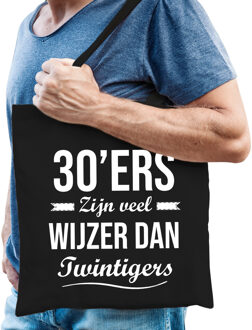 30ers zijn veel wijzer dan twintigers kado / verjaardag tas 30 jaar zwart voor heren - Feest Boodschappentassen