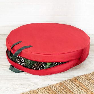30Inch Opvouwbare Opbergtas Canvas Krans Opslag Kerst Opbergtas Rood Krans Zak Guirlande Opslag Accessoires Organizer