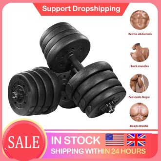 30Kg Halter Gewicht Set Met 16 Halter Platen 2 Uitbreiding Bars 4 Noten Verstelbare Fitness Halter Set Gym Training gereedschap