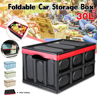 30L Foldable Storage Box Car Trunk Organizer with Lid Multipurpose Container Portable Storage Bin Carrier for Home Outdoor