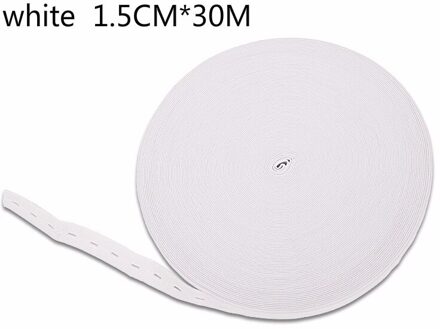 30M Diy Naaien Accessoires 1.5 Cm 2 Cm Knop Gat Elastische Band Wit Zwart Knoopsgat Broek Taille Verstelbare Elastische koord Band wit 1.5CM