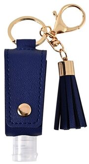 30Ml Handdesinfecterend Lederen Sleutelhanger Houder Reizen Fles Hervulbare Container Flip Herbruikbare Fles Met Kwastje Sleutelhanger Carrier donker blauw