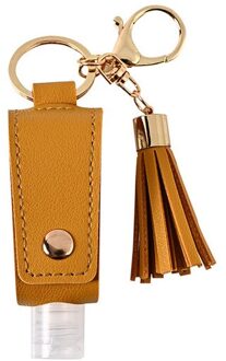 30Ml Handdesinfecterend Lederen Sleutelhanger Houder Reizen Fles Hervulbare Container Flip Herbruikbare Fles Met Kwastje Sleutelhanger Carrier geel