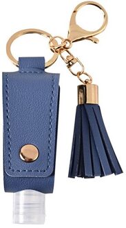 30Ml Handdesinfecterend Lederen Sleutelhanger Houder Reizen Fles Hervulbare Container Flip Herbruikbare Fles Met Kwastje Sleutelhanger Carrier lucht blauw