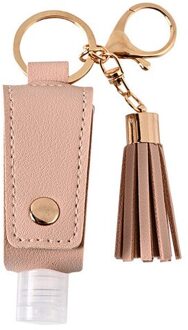 30Ml Handdesinfecterend Lederen Sleutelhanger Houder Reizen Fles Hervulbare Container Flip Herbruikbare Fles Met Kwastje Sleutelhanger Carrier roze