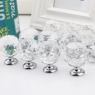 30Mm 10Pcs Crystal Ball + Zinklegering Meubels Kast Kledingkast Kast Lade Dressoir Deur Trekt Knoppen Handvatten Met schroef