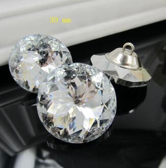 30mm crystal rhinestones knop, 5 stks/partij, grote decoratieve kledingstuk glas knop, grote kristal knop kledingstuk accessoires jas knop