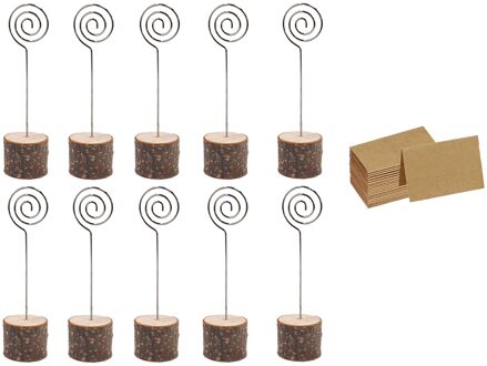 30Pc Hout Plaats Kaarthouders Met Swirl Draad Kraft Plaats Kaarten Rustieke Houten Tafel Nummer Houders Stands Naam Kaarten houder