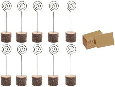 30Pc Hout Plaats Kaarthouders Met Swirl Draad Kraft Plaats Kaarten Rustieke Houten Tafel Nummer Houders Stands Naam Kaarten houder