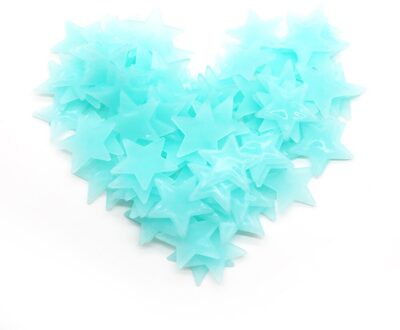 30Pc Muurstickers Voor Kinderen Slaapkamer Fluorescent Glow In The Dark Sneeuwvlok Ster Muurstickers Voor Thuis Decoratie #55 blauw