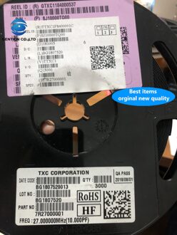 30Pcs 100% En Orginal Txc 7R27000001 10PF Passieve Patch Kristal 4 Pin 27M 27Mhz 27.000mhz