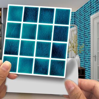 30Pcs 10X10Cm Retro Mozaïek Diy Muursticker Waterdichte Zelfklevende Keuken Badkamer Meubels Tegels te Reinigen Home Decor Blauw