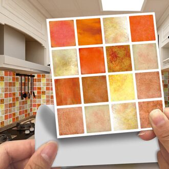 30Pcs 10X10Cm Retro Mozaïek Diy Muursticker Waterdichte Zelfklevende Keuken Badkamer Meubels Tegels te Reinigen Home Decor Oranje