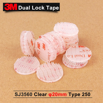 30pcs 20mm circle 3M SJ3560 Dual Lock Reclosable Fastener Clear self adhesive acrylic waterproof fastener Type 250 3M tape