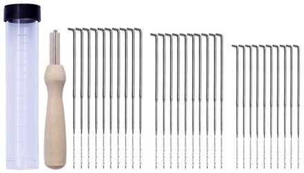 30Pcs 3 Maten Viltnaalden Wolvilt Pokdalig Naalden Set Diy Craft Vilt Gereedschap Met Houten Handvat Met Fles