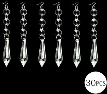 30Pcs 38Mm Clear Crystal U Ijspegel Prisma Met 14Mm Octagon Kristal Kralen Gordijn Kristal Hangers voor Kroonluchters Onderdelen