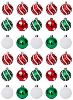 30Pcs 6Cm Kerstboom Decoratie Bal Snuisterij Xmas Party Opknoping Bal Ornamenten Voor Thuis Nieuwjaar Decoraties 30stk groen rood