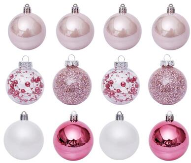 30Pcs 6Cm Kerstboom Decoratie Bal Snuisterij Xmas Party Opknoping Bal Ornamenten Voor Thuis Nieuwjaar Decoraties 30stk roze