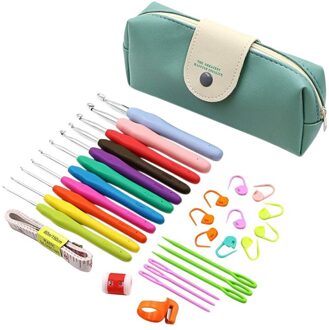 30Pcs Aluminium Haak Set Zachte Handgrepen Breinaalden Kit Breien Craft Case Gehaakte Agulha Set Weven Gereedschap Naaien Tool 01