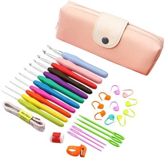 30Pcs Aluminium Haak Set Zachte Handgrepen Breinaalden Kit Breien Craft Case Gehaakte Agulha Set Weven Gereedschap Naaien Tool 02