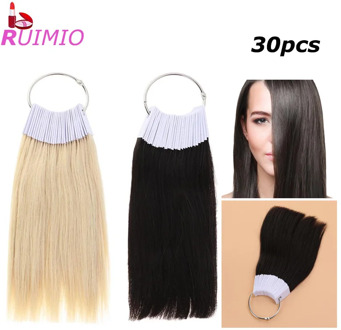 30pcs Hair Color Rings Human Hair Swatches Testing Color Samples Real Hair Swatches Color Cards Hair Color Swatches