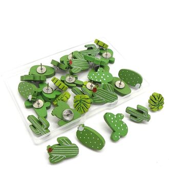 30Pcs Houten Push Pins Cactus Palmblad Thumb Tack Decoratieve Leuke Pushpins Voor M2EC