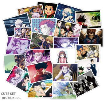 30Pcs Hunter x Hunter Stickers Waterproof PVC DIY Stationery Stickers Laptop Skateboard Luggage Stationery Anime Doodle Stickers