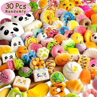 30PCS Kawaii Squishy Food Slow Rising Bread Cake Donut Cute Animal Toys For Children Kids Stress Relief Toys 4-10CM Random Style