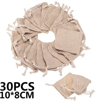 30Pcs Kleine Tasje Sieraden Pouch Party Bag Make-Up Sieraden Verpakking Linnen Tassen Voor Bruiloft Gunst Houder 10*8 Cm