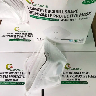 30pcs LAIANZHI TP311 FFP3 DUCKBILL SHAPE DISPOSABLE PROTECTIVE MASK valved CE EN149:2001 DUST FACE MASK PARTICULATE RESPIRATOR