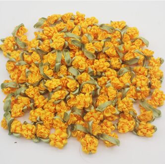 30Pcs Leuke 2Cm Mini Handgemaakte Satijnen Lint Leaf Rose Voor Baby Meisjes Haar Schoenen Tassen Jurk Scrapebooking Diy ambachtelijke Accessoires goud geel