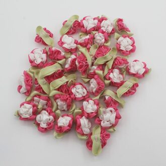 30Pcs Leuke 2Cm Mini Handgemaakte Satijnen Lint Leaf Rose Voor Baby Meisjes Haar Schoenen Tassen Jurk Scrapebooking Diy ambachtelijke Accessoires heet roze wit