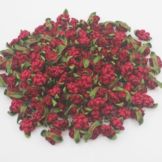30Pcs Leuke 2Cm Mini Handgemaakte Satijnen Lint Leaf Rose Voor Baby Meisjes Haar Schoenen Tassen Jurk Scrapebooking Diy ambachtelijke Accessoires wijn