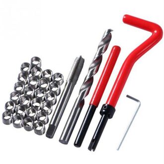 30Pcs M6 Tap Wrench Cutter Repair Kit Handgereedschap Rode Draad Draad Insert Roestvrij Staal Kleine Wrench Repareren Tool kit