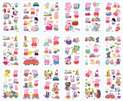 30pcs Peppa Pig tattoos Sticker Adhesive Stickers Anime Figure One Piece Figure DIY Decoration Diary Stickers Toys for Children