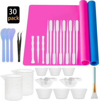 30Pcs Resin Mould Maken Tool Kit Siliconen Mat 100Ml Maatbekers Vloeibare Epoxyhars Roeren Diy Sieraden Maken gereedschap