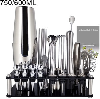 30Pcs Rvs Boston Cocktail Shaker Bar Set Wijn Martini Drink Mixer Bar/Party Tool Barman 30P 750600ML Stand
