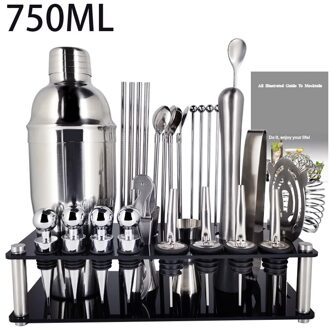 30Pcs Rvs Boston Cocktail Shaker Bar Set Wijn Martini Drink Mixer Bar/Party Tool Barman 30P 750ML Stand