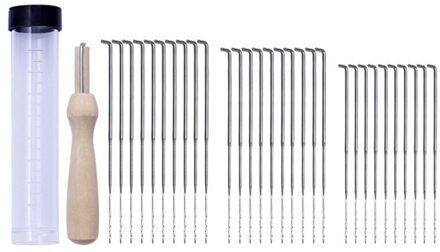 30Pcs Viltnaalden Kits Wol Vilten Diy Levert Gereedschap Poke Naald Met Houten Handvat Diy Craft Fles Voelde Naald kit Set B